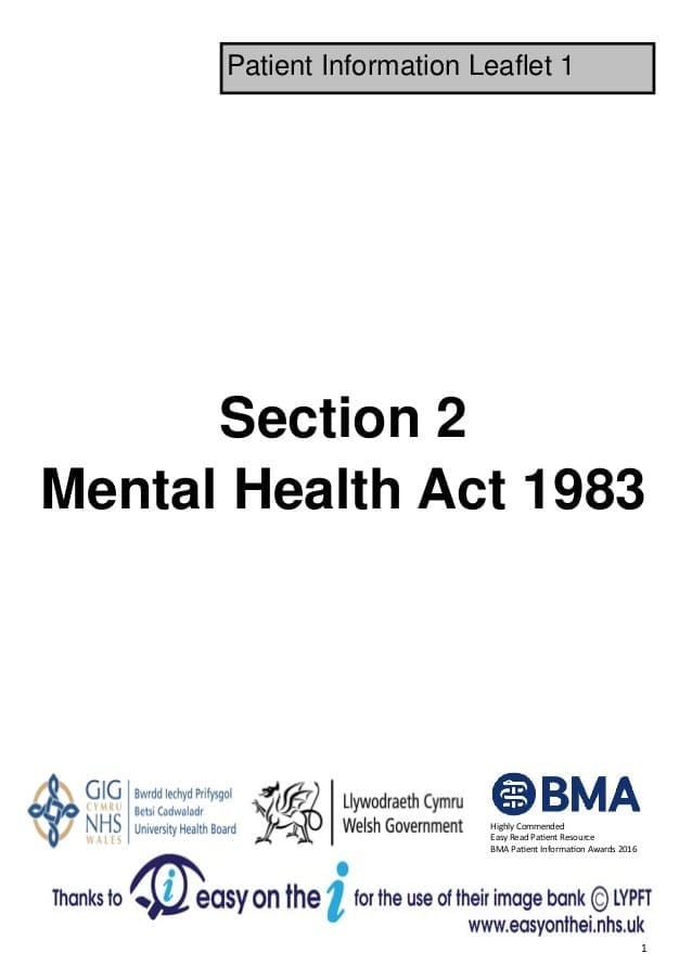 Section 2 under the mental health act Leaflet